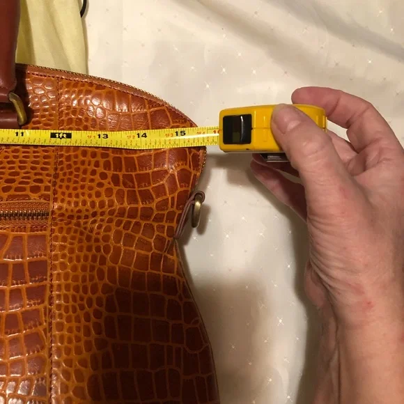 J.W. Hulme Co. Orange/Brown Leather Croc Embossed Handbag - Picture 12 of 16